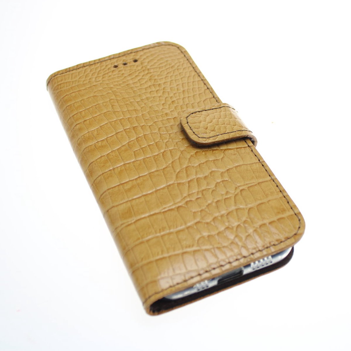 Made-NL hoesje geschikt voor Apple iPhone 16e Bruin robuuste kalfsleer slangenprint