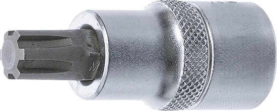 Een zilverkleurige Ribe doppensleutel met 1/2 inch aansluiting, met gecanneleerde ring.