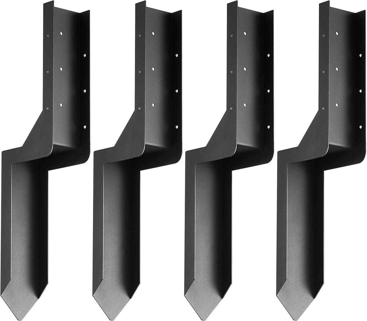 Reparatieset hekpaalankers, 4 stuks, robuuste stalen hekpaalsteunen, 8,9 x 8,9 cm binnendiameter, ankerpalen voor het repareren van kapotte houten hekpalen, schuin, inpakken