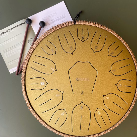 Orakl ® - Tongue Drum Elysium Zonnegloed Goud - Inclusief lesboek - Handpan ø 35 cm - Tongue Drum - Handpan Drum - Steel Tongue Drum - Klankschaal - Geluidstherapie van Merkloos — afbeelding 3