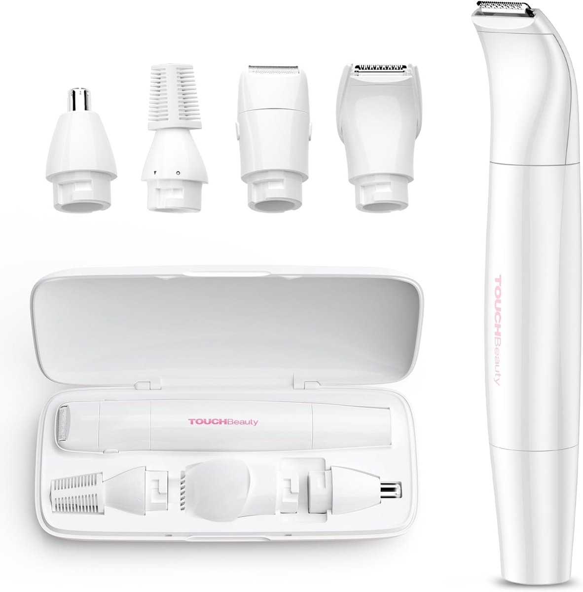 4-in-1 Elektrisch Scheerapparaat voor Gezicht en Lichaam - Waterdichte Trimmer voor Bikinilijn, Wenkbrauwen en Neushaar