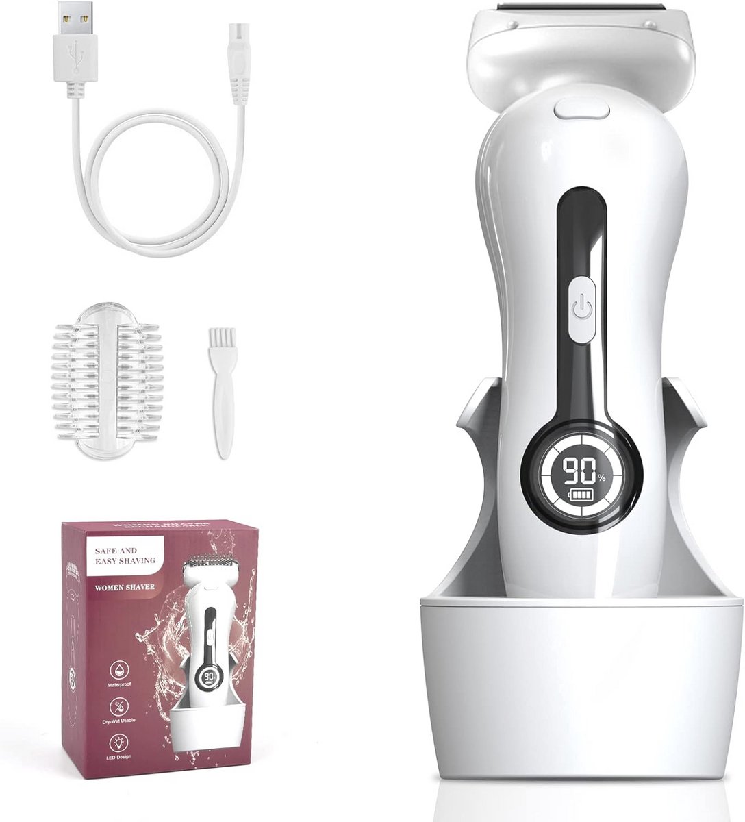 Elektrisch scheerapparaat voor dames - Oplaadbaar en waterdicht met LED-lamp voor een comfortabele scheerervaring