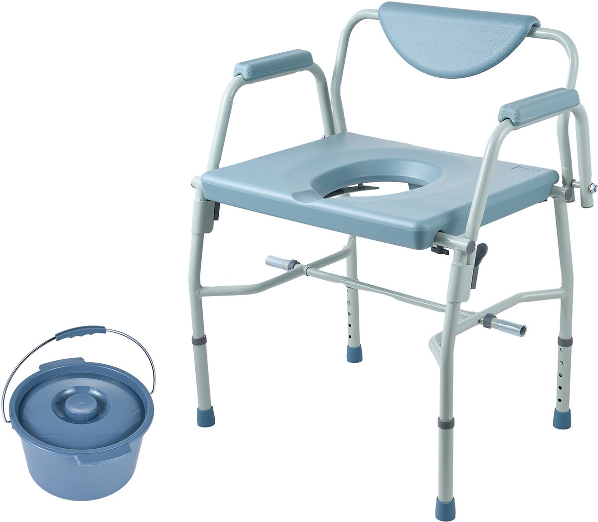 Commode Stoel - Toiletstoel - Comfortabel Zitten - 5-voudig Verstelbaar - 1000 LBS Capaciteit - Grijs