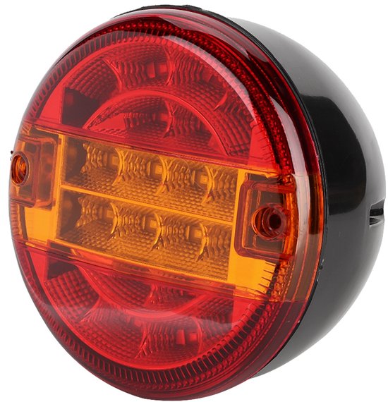 Feux Arrière Ronds LED Pour Camion 2 Pouces | Lot De 2, 7 LED, 12/24V, Étanche IP67 | Rouge/Ambre/Blanc, Avec Joint Caoutchouc