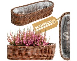 BOGATECO Wicker bloempot | Handgemaakte rieten bloempot van wilg, langwerpige rieten mand, 1 stuk - maat S