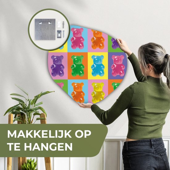 Organische wanddecoratie 60x60 cm - Organisch schilderij Art- Snoep - Kleurrijk - Muurdecoratie woonkamer - Kamer decoratie - Schilderijen - Muurcirkel aesthetic