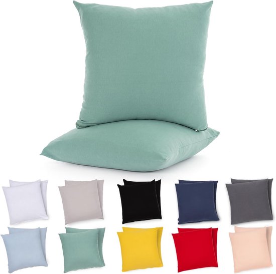 Twinzen® Kussensloop 40x70 (Set van 2) - 100% Katoen Jersey 150 GSM - Wit - Kussensloop 40x70 - Kussenhoes met ritssluiting - Oeko-Tex gecertificeerd