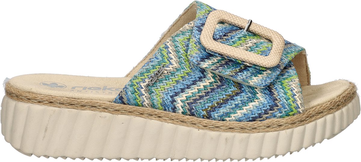 Rieker dames slipper - Blauw multi - Maat 36