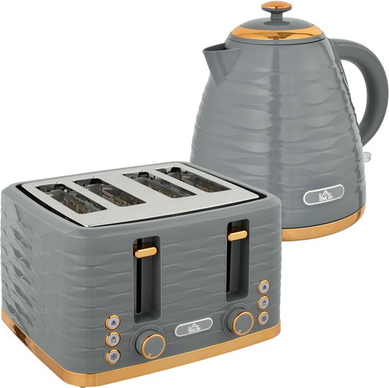 Retro Set Petit-Déjeuner Bouilloire 1,8L Sans fil, Grille-Pain 2 Retro Set Petit-Déjeuner Bouilloire 1,8L Sans fil, Grille-Pain 2