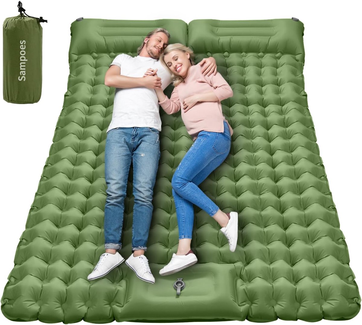 Zelfopblazende luchtmatras voor 2 personen - 10 cm dik, ideale campingmatras voor buitenactiviteiten