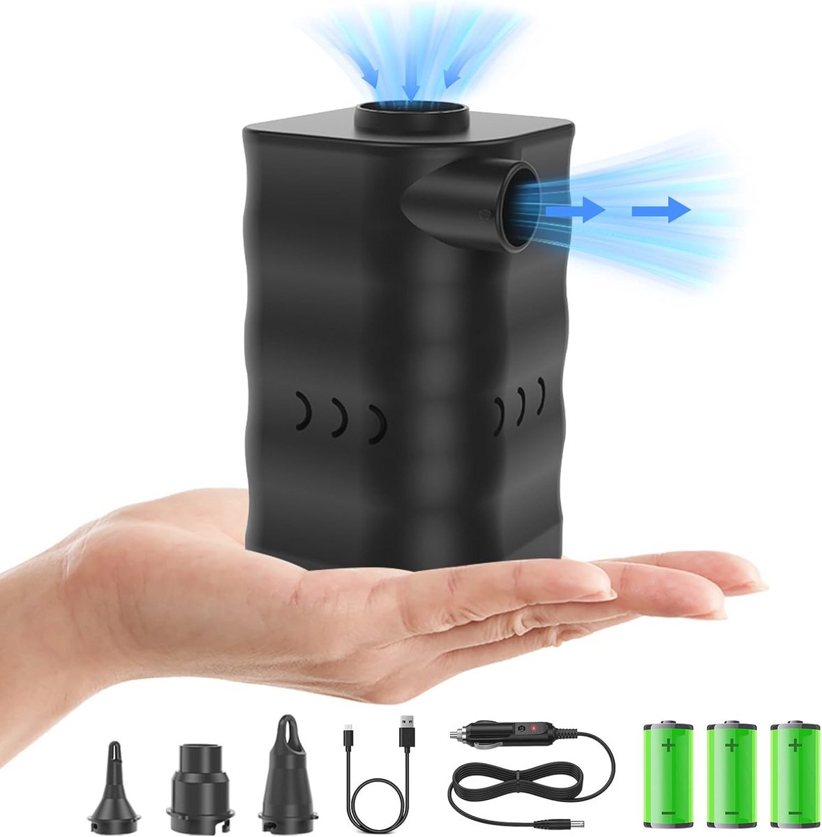 6000 mAh Draagbare Luchtpomp voor Opblaasbare Producten - 12V Luchtmatraspomp met Auto-adapter voor Zwembaden en Drijfmiddelen