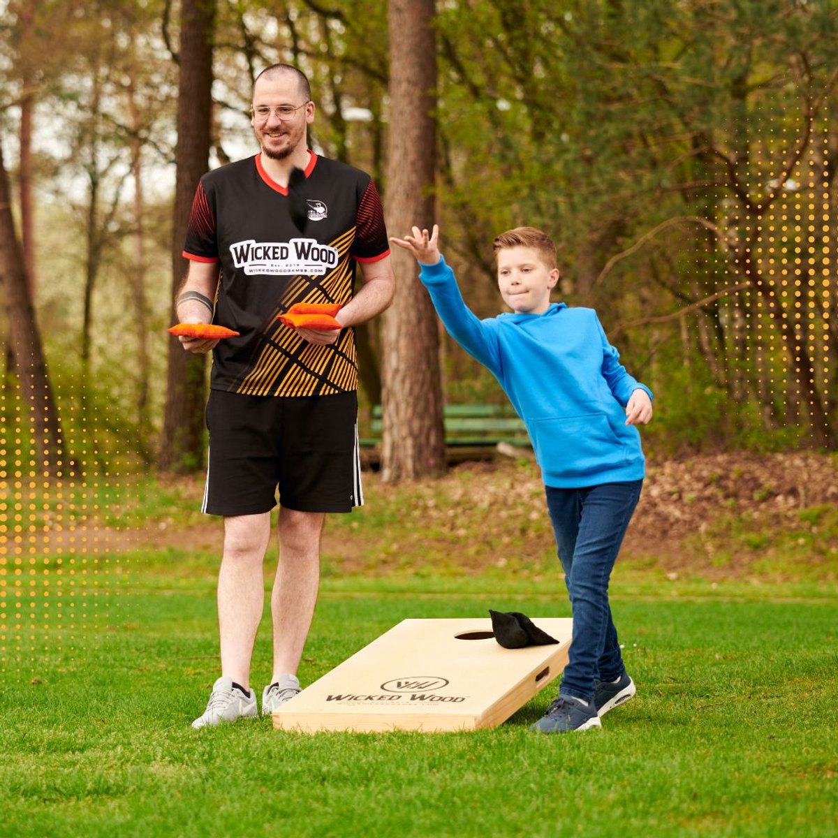 Wicked Wood Games – Cornhole Set Blanco – 120x60 cm – Inclusief 2 Boards en 8 Zakjes – 100% Hout – Officiële ACL Licentie — afbeelding 3