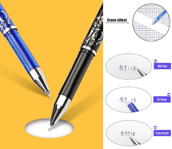 Stylo noir et bleu avec un motif décoratif, l'un est ouvert.