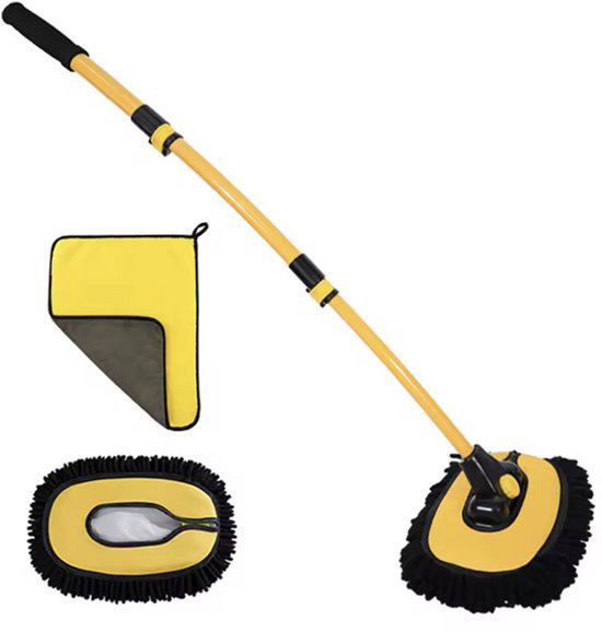 15° gebogen telescopische auto wasborstel – aluminium – microvezeldoek – wasmop