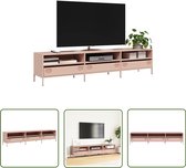 Meuble TV The Living Store 202x39x43,5 cm acier laminé à froid rose - Meuble TV - Design industriel - Meuble TV en acier inoxydable - Table TV - Table basse