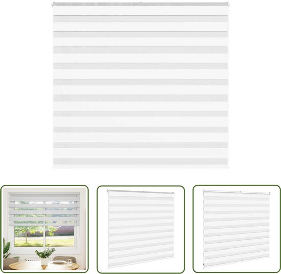 Store Zebra The Living Store 155x100 cm tissu largeur 150,9 cm polyester blanc - Rideau Zebra - Store enrouleur - Brise-vue - Protection solaire - Décoration intérieure