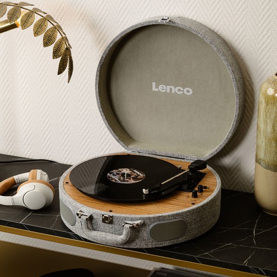Lenco Retro Platenspeler - Koffer Platenspeler met ingebouwde Speakers - Bluetooth en AT3600L cartridge - LS-66GY - Grijs — afbeelding 4