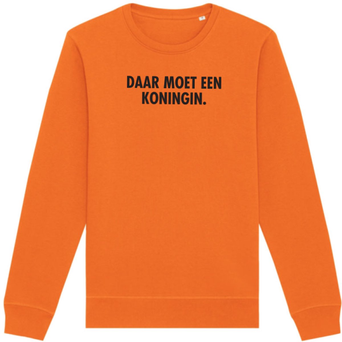 Sweater oranje S - Daar moet een koningin - soBAD. - Koningsdag - Unisex - Oranje - Voetbal - Nederland