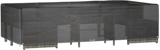 Tuinmeubelhoezen, waterdichte kubus-rotan set hoes 205 x 145 x 55 cm (L x B x H), zwaar belastbaar, 420D Oxford terrastafelhoes, winddicht, anti-uv, rechthoekige beschermhoes voor buitenmeubels, zwart