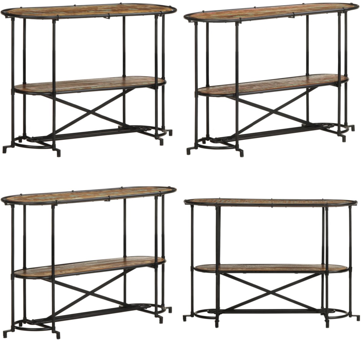 vidaXL Wandtafel - 110x42x76 - cm - massief - gerecycled - hout bruin en zwart