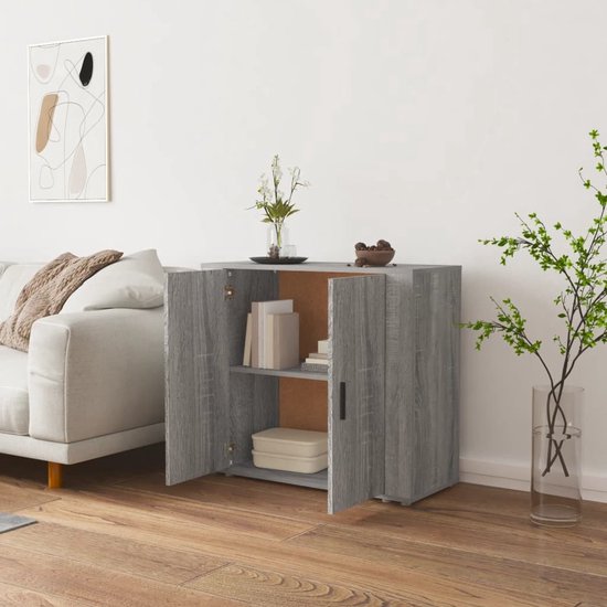 Buffet vidaXL 80 x 33 x 70 Commodes , bois traité, couleur chêne Sonoma gris.