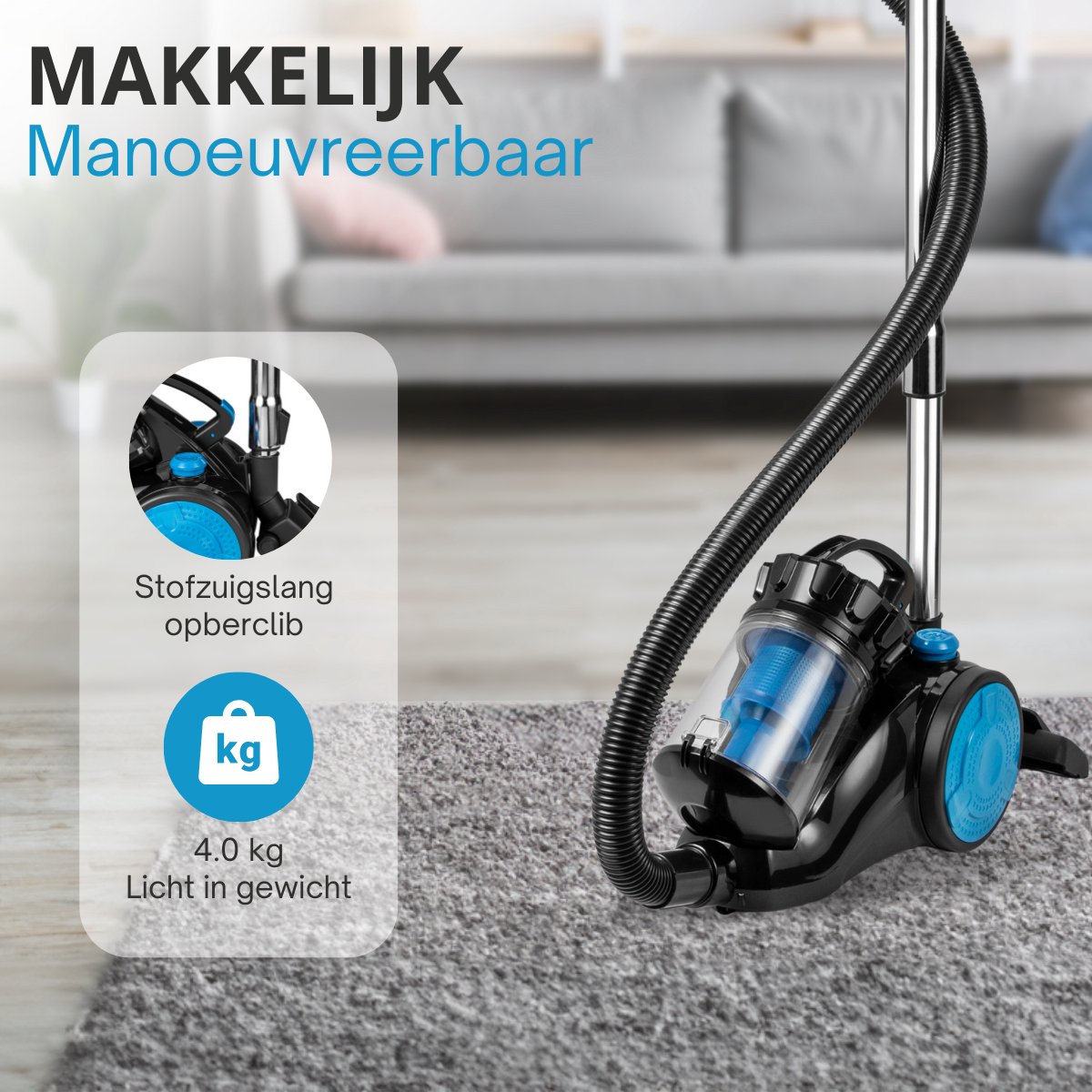 Sanovy ProPower-9100+ Krachtige Stofzuiger Zonder Zak - 3L - Compact - Blauw — afbeelding 6