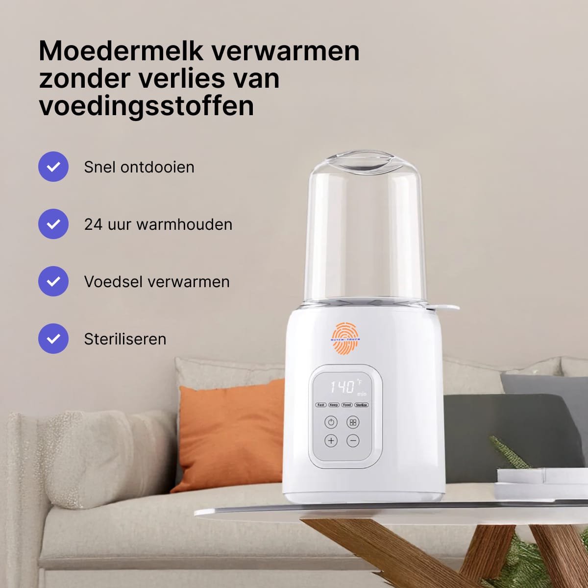 NL Touch Milk Buddy - 8 in 1 Flessenwarmer met sterilisator thumbnail 6
