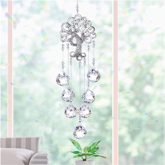 Seasboes Kristallen Zonnevanger – Regenboogprisma In Boomvorm – Glazen Levensboom Om Op Te Hangen – Voor Raam, Tuin Of Auto – Feng Shui Decoratie