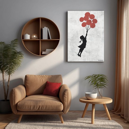Graffiti Banksy - Balloon Girl - Impression sur toile Premium 48x67,5 cm - Décoration murale