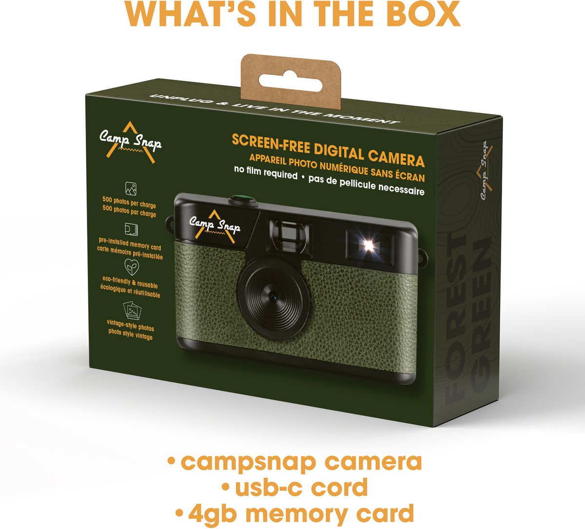Campsnap Digitale Camera - Schermvrije Retro Fotocamera - 8 Megapixel - 2000 foto's - Minimalistisch Vintage Design - Met Flits - Oplaadbaar - 4GB - Groen – foto 8