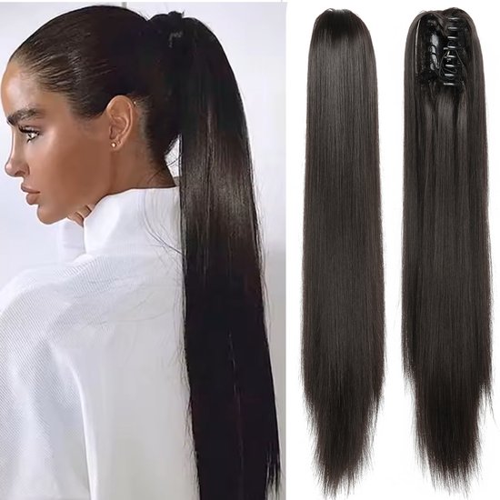Extensions queue de cheval marron foncé - Extensions de cheveux - Queue de cheval Brazilian - Extension de cheveux - Postiche - 60 cm