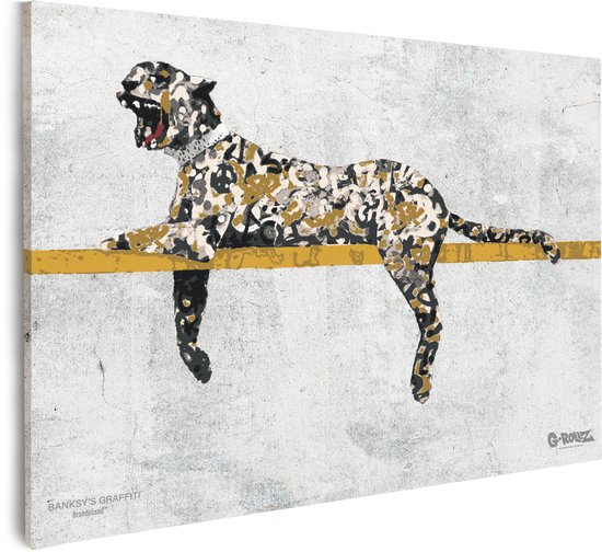 Graffiti Banksy - Léopard du zoo du Bronx - Impression sur toile Premium 48x67,5 cm - Décoration murale