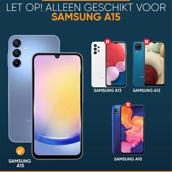 Protection d'écran pour Samsung Galaxy A15 - Avec outil d'alignement - Verre trempé - Protection d'écran en Tempered Glass - 3 pièces