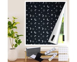 Verduisterende Jaloezie 300x145cm Rolgordijn Ster- en Maanpatroon Draagbare Tijdelijke Liniaal 20 Klittenband 30 Zelfklevende Tapes