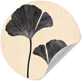WallCircle® - Papier peint cercle 50x50 cm - Stickers muraux Feuilles - Minimaliste - Zwart - Cercle mural salon - Cercle mural chambre - Décoration de chambre autocollante - Accessoires de Décoration murale
