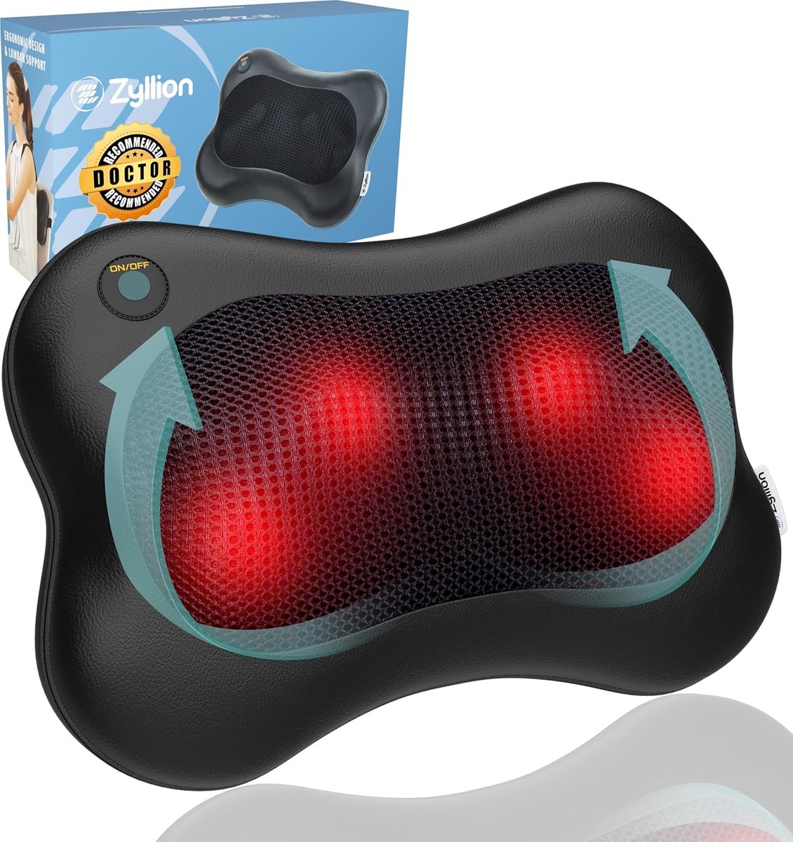 Shiatsu Massage Kussen met Warmte - Ergonomisch en Draagbaar voor Rug, Nek en Schouders