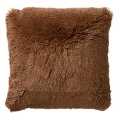 Dutch Decor FLUFFY - Sierkussen 45x45 cm - superzacht - effen kleur - Tobacco Brown – bruin - Inclusief binnenkussen - Luxe kussens voor woonkamer & bank