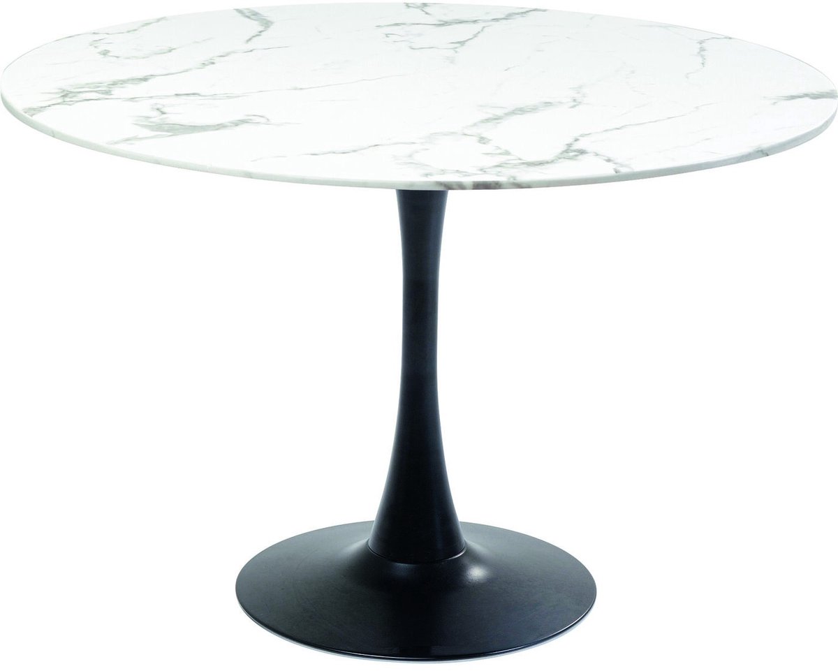 Kare Design Eettafel Schickeria Ø110cm marmerprint wit en zwart Kare Design Zwart-wit