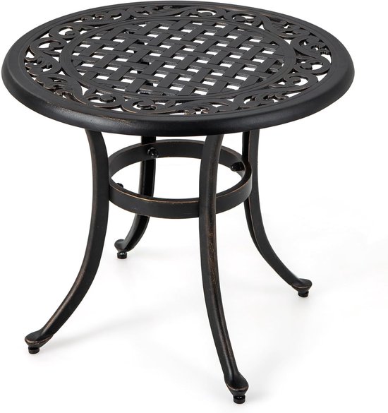 COSTWAY Table de Jardin Bistro Pliante 46,5x46,5x42 cm en Verre et Acier pour Intérieur Extérieur Patio Balcon Charge 25kg Noir - Jardin