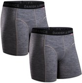 Boxer DANISH ENDURANCE en laine mérinos pour homme - Sous-vêtement thermique - Ultra doux - Grijs - Lot de 2 - 3XL