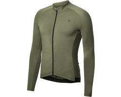 DANISH ENDURANCE Fietstrui voor Heren - Wielershirt - Lange Mouwen - Quick-Dry - Achterzakken - Olijfgroen - 2XL