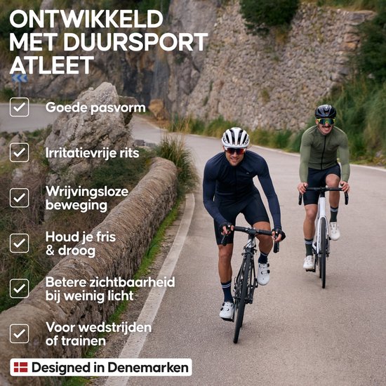DANISH ENDURANCE Fietstrui voor Heren - Wielershirt - Lange Mouwen - Quick-Dry - Achterzakken - Marineblauw - Maat L — afbeelding 2