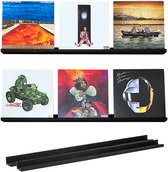 VinylCrafts - Dubbele LP Wandplank - Zwarte wandplank 2x - 99 cm - LPs aan de muur - LP opbergsysteem aan de muur - Zeer geschikt voor foto's