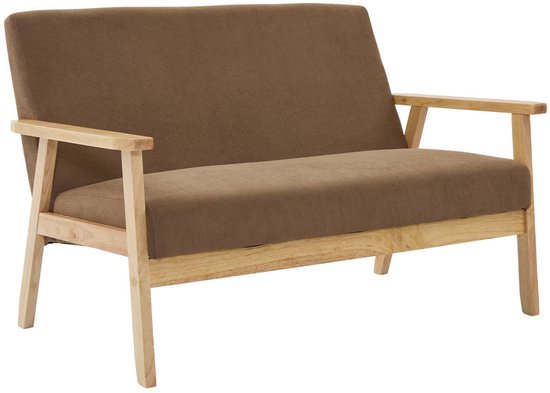 sweeek - Canapé 2 places en bois et tissu velours côtelé, Isak, l 114 x P 69,5 x H 73 cm