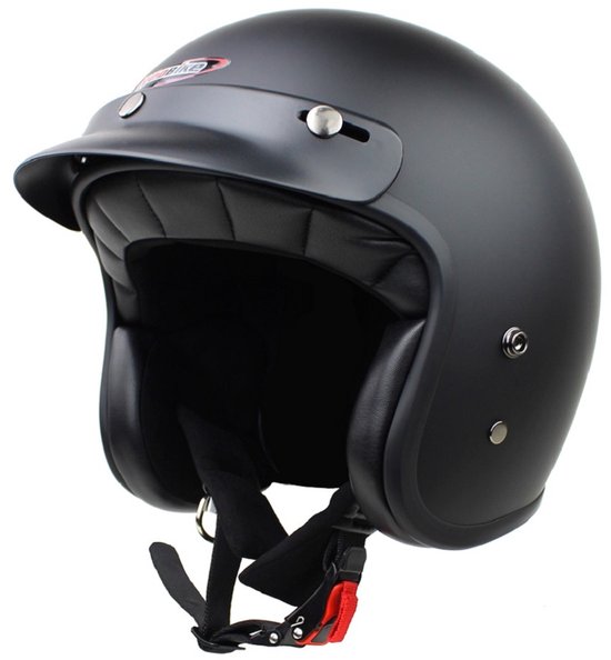 Redbike RB-720 - Retro Jethelm - Zwart Mat - Maat XXL - ECE 22.06 - Motor, Brommer en Scooterhelm - Inclusief Zonneklep