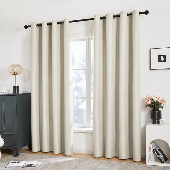 Boraboi ® Volledig Lichtblokerende Verduisteringsgordijnen met Geluidsreductie en Warmte-isolatie, 245 x 140 cm, Set van 2