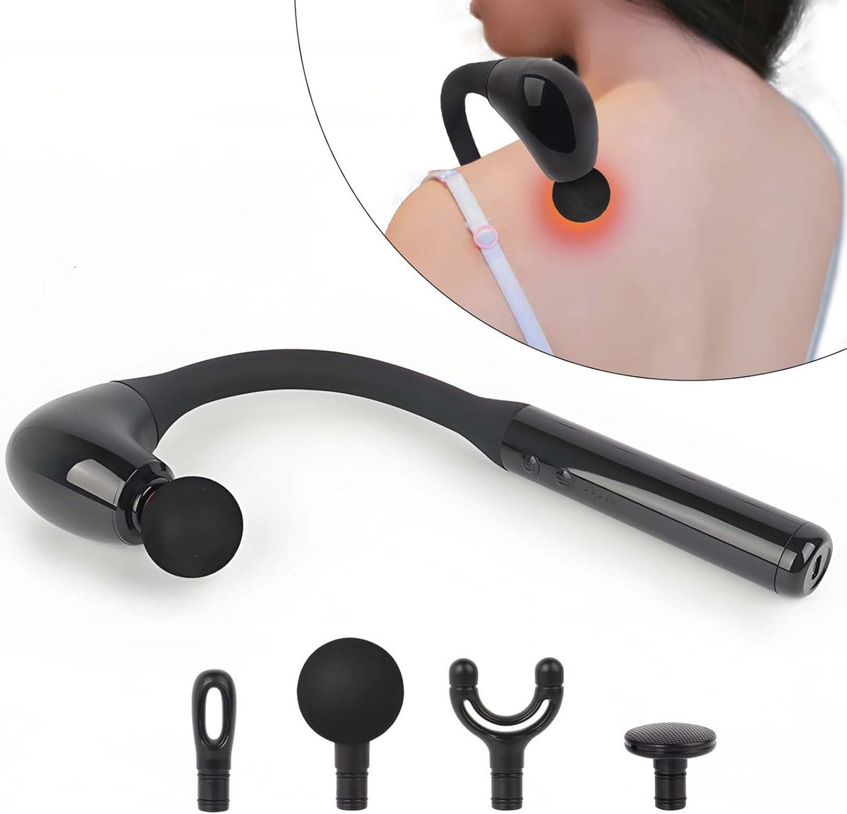 Zelfmassagepistool met J-vormig handvat en 5 niveaus voor diepe weefselmassage