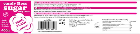 GSG24 - Kleurrijke Roze Suiker voor Suikerspin - Natuurlijk Aroma - 400g - Voor Suikerspinmachines — afbeelding 2