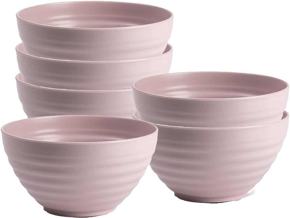 Plasticforte Soepkommen - 6x - D15 x H8 cm - oud roze - kunststof - onbreekbaar - servies