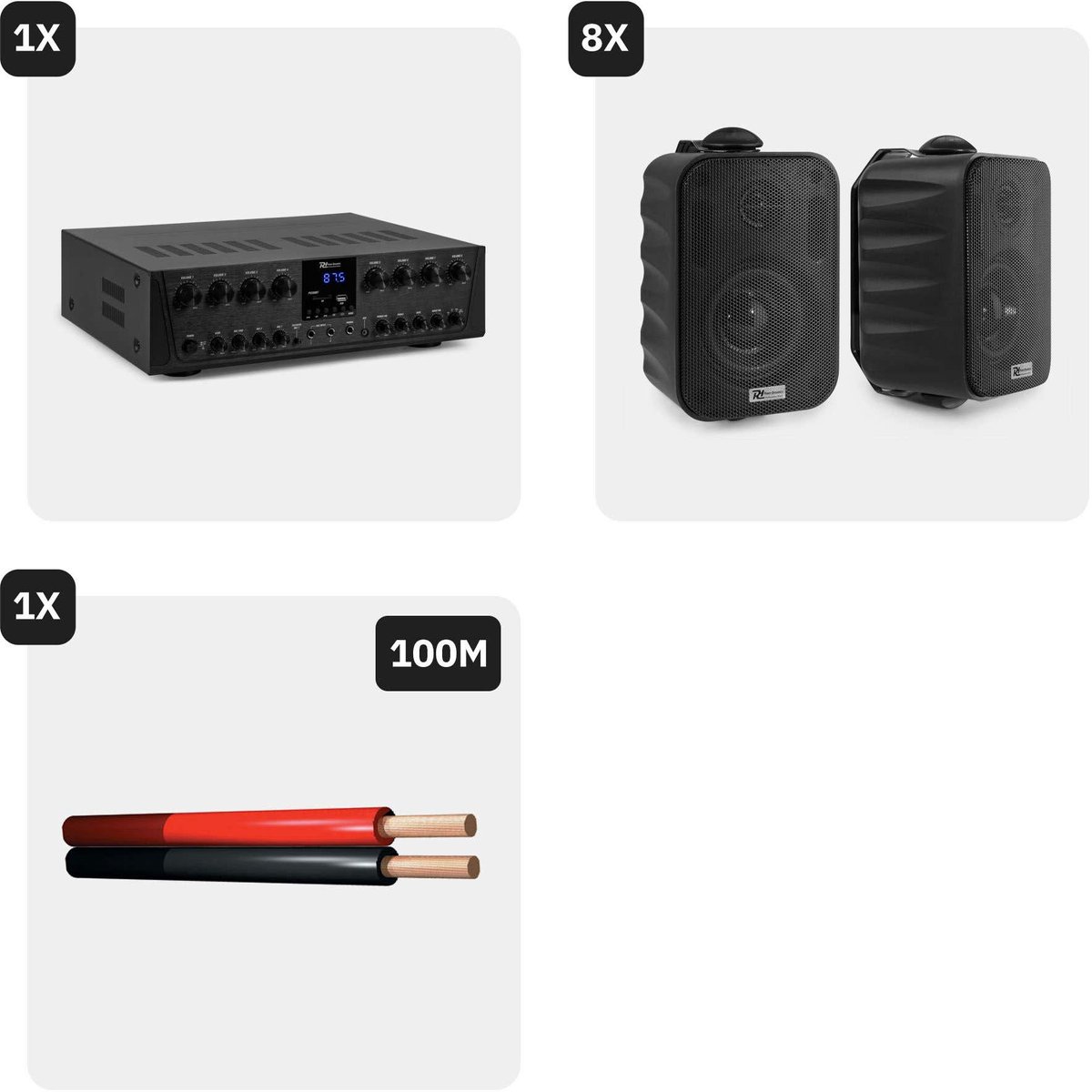 Power Dynamics PV280BT geluidsinstallatie - Met 16 speaker en 8-zone versterker - Bluetooth - 800W thumbnail 3